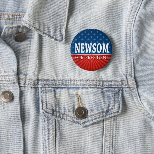 Gavin Newsom Campaign Stars and Stripes Ronde Button 5,7 Cm (In situ)