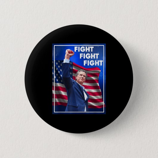 Gavin Newsom Fight Fight Fight, Funny Sarcastic Ga Ronde Button 5,7 Cm (Voorkant)