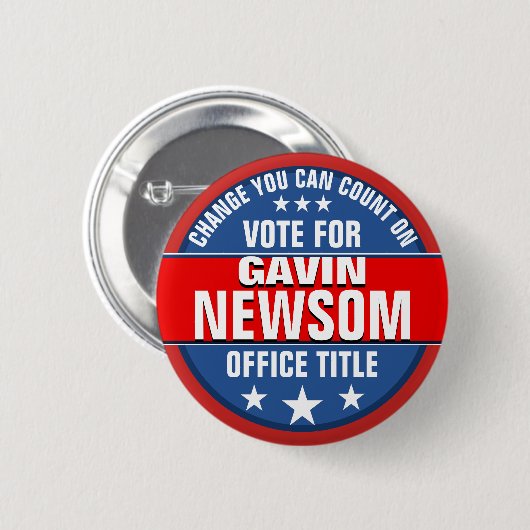 Gavin Newsom Politiek Button (Voorkant /achterkant)