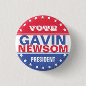 Gavin Newsom President Ronde Button 3,2 Cm (Voorkant)
