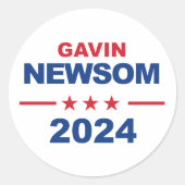 Gavin Newsom Ronde Sticker (Voorkant)