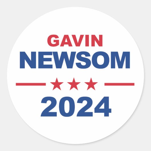 Gavin Newsom Ronde Sticker (Voorkant)