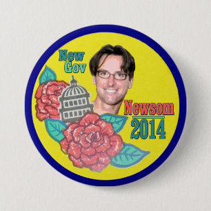 Gavin Newsom voor Californische gouverneur in 2014 Ronde Button 7,6 Cm
