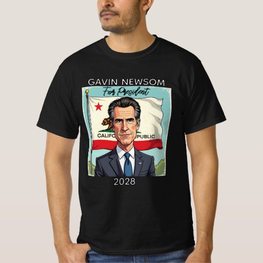 Gavin Newsom voor President 2028 T-shirt (Voorkant)