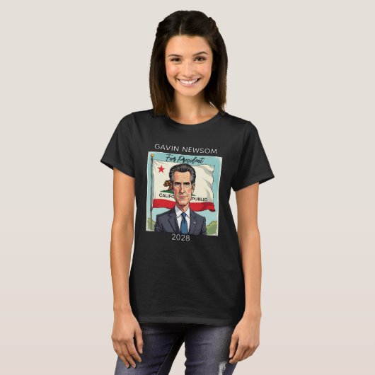 Gavin Newsom voor President 2028 T-shirt (Voorkant volledig)