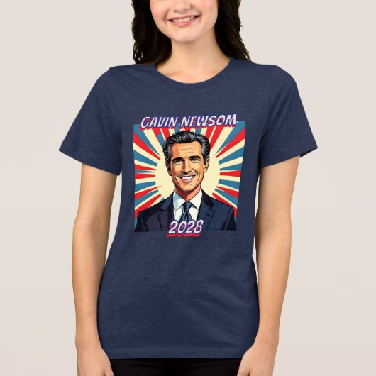 Gavin Newsom voor President 2028 Tri-Blend Shirt (Voorkant)