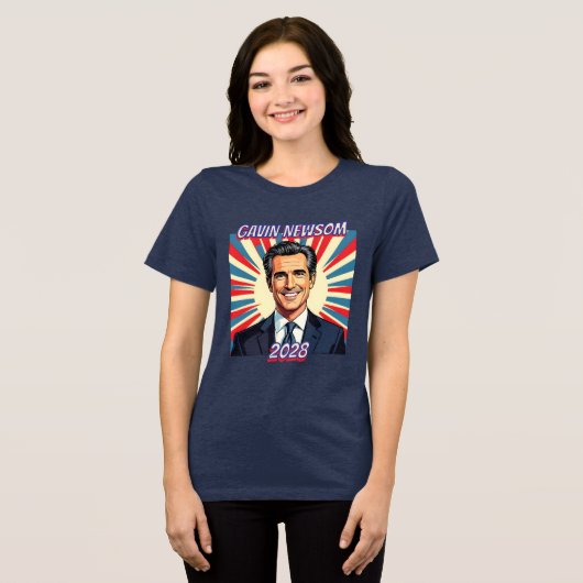 Gavin Newsom voor President 2028 Tri-Blend Shirt (Voorkant volledig)