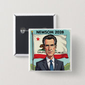 Gavin Newsom voor President 2028 Vierkante Button 5,1 Cm (Voorkant /achterkant)