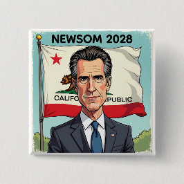 Gavin Newsom voor President 2028 Vierkante Button 5,1 Cm