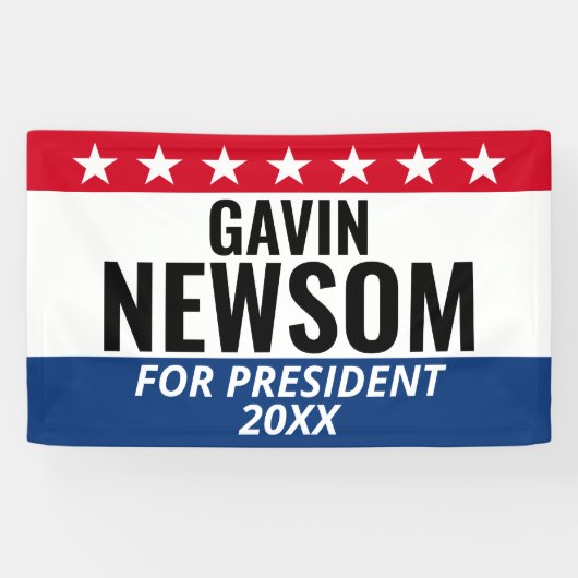 Gavin Newsom voor President - Campaign Spandoek (Horizontaal)