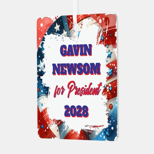 Gavin Newsom voor President Politiek Metalen Ornament (Voorkant links)