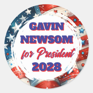 Gavin Newsom voor President Politiek Ronde Sticker