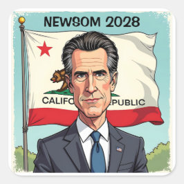 Gavin Newsom voor President Politiek Vierkante Sticker