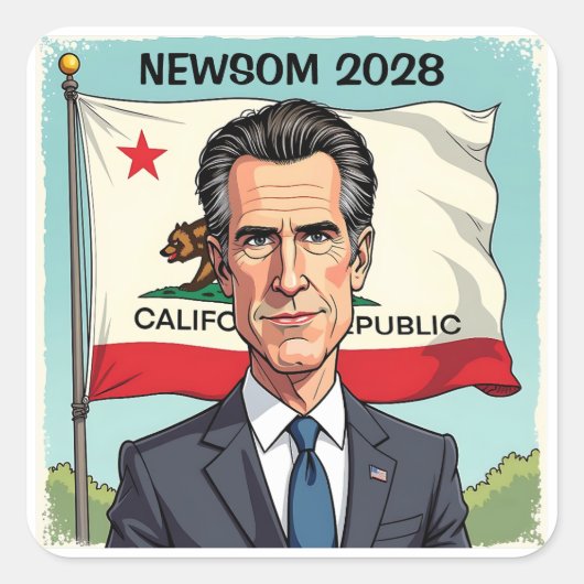 Gavin Newsom voor President Politiek Vierkante Sticker (Voorkant)