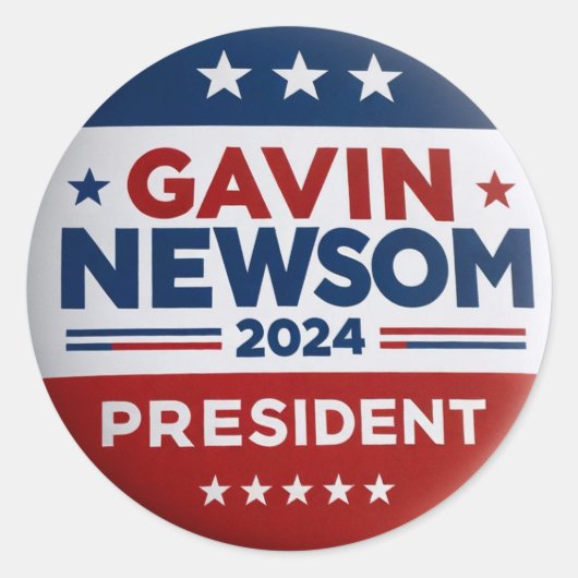 Gavin Newsom voor President Ronde Sticker (Voorkant)