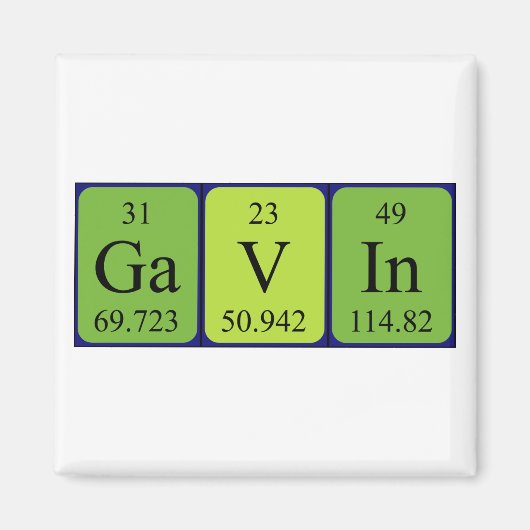 Gavin periodieke table name magnet (Voorkant)