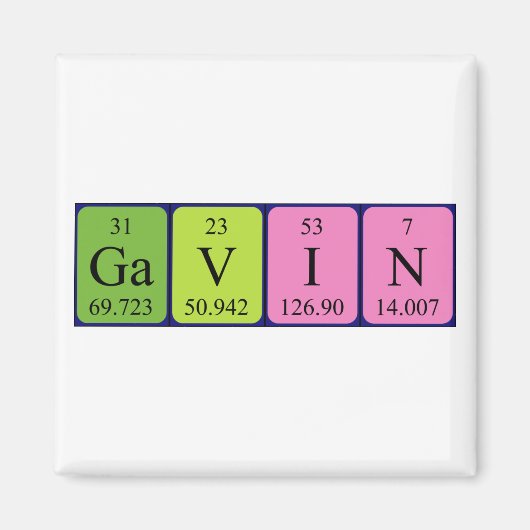 Gavin periodieke table name magnet (Voorkant)