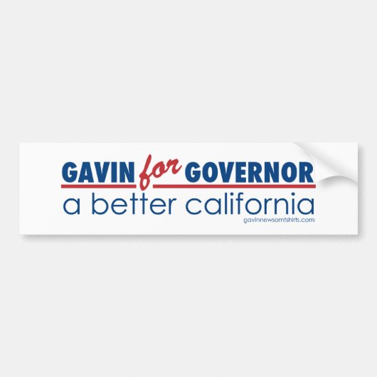 Gavin voor gouverneur bumpersticker (Voorkant)