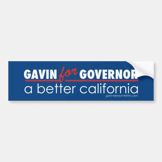 Gavin voor gouverneur bumpersticker (Voorkant)