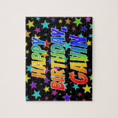 "GAVIN" Voornaam, geun "HAPPY BIRTHDAY" Legpuzzel (Verticaal)