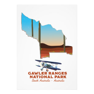Gawler Ranges reisposter kaart Foto Afdruk