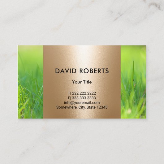 Gawn Care & Landscaping Service Groen & Goud Visitekaartje (Achterkant)