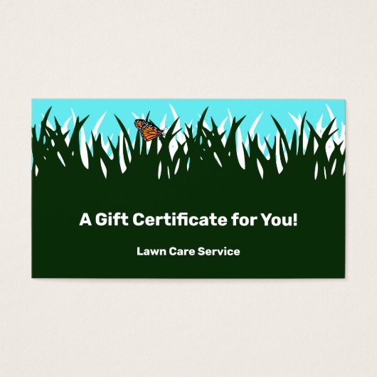 Gawn Care Service Company Cadeaubon Visitekaartje (Voorkant)