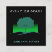 Gawn Care Service Green Neon Tree & Grass Modern Vierkante Visitekaartje (Voorkant)