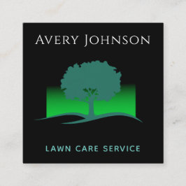 Gawn Care Service Green Neon Tree & Grass Modern Vierkante Visitekaartje