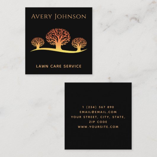 Gawn Care Service Levendige Sinaasappels Bomen Mod Vierkante Visitekaartje (Voorkant / Achterkant)
