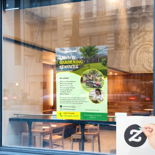 Gawn Gardening Services Window Cling Raamsticker (Cafe Raam)