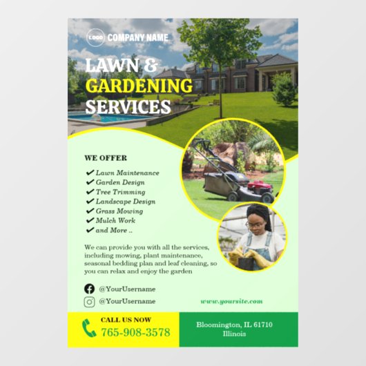 Gawn Gardening Services Window Cling Raamsticker (Vel)