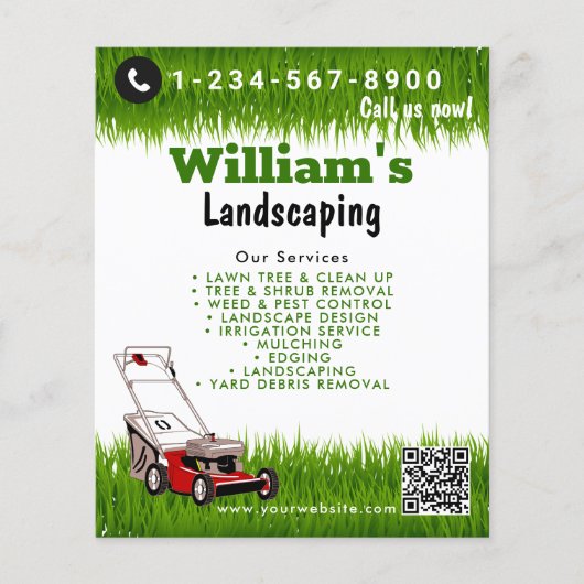 Gawn Mowing Cutting Services, gazon zorg QR-code Flyer (Voorkant)