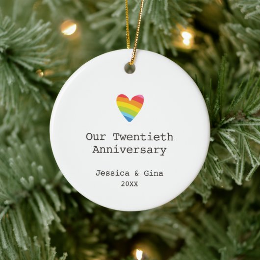 Gay 20th Wedding Jubileum Persoonlijk hart Keramisch Ornament (Boom)
