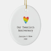 Gay 20th Wedding Jubileum Persoonlijk hart Keramisch Ornament (Rechts)