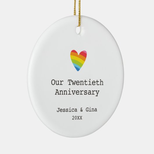 Gay 20th Wedding Jubileum Persoonlijk hart Keramisch Ornament (Rechts)