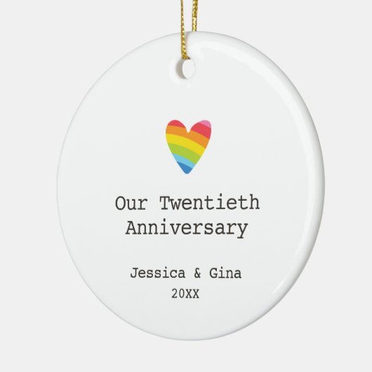 Gay 20th Wedding Jubileum Persoonlijk hart Keramisch Ornament (Links)