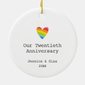 Gay 20th Wedding Jubileum Persoonlijk hart Keramisch Ornament (Achterkant)