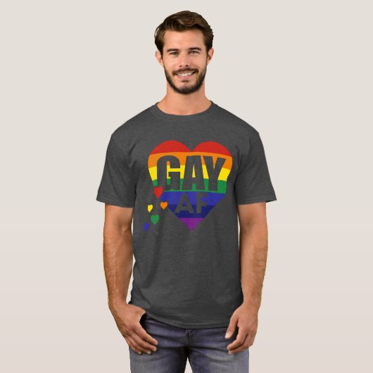 GAY AF regenboog hart T-shirt (Voorkant volledig)