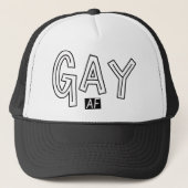 Gay AF Zwart-wit typografie Trucker Pet (Voorkant)