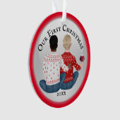 Gay African American & caucasian koppel PHOTO Ornament (voorkant)