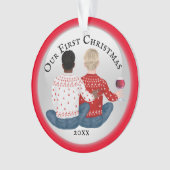Gay African American & caucasian koppel PHOTO Ornament (voorkant)