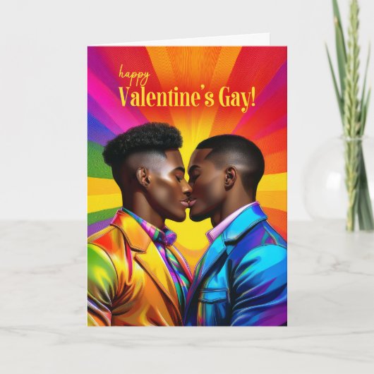 Gay Afro-Amerikaanse Rainbow Pop Valentijnsdag Feestdagen Kaart (Voorkant)