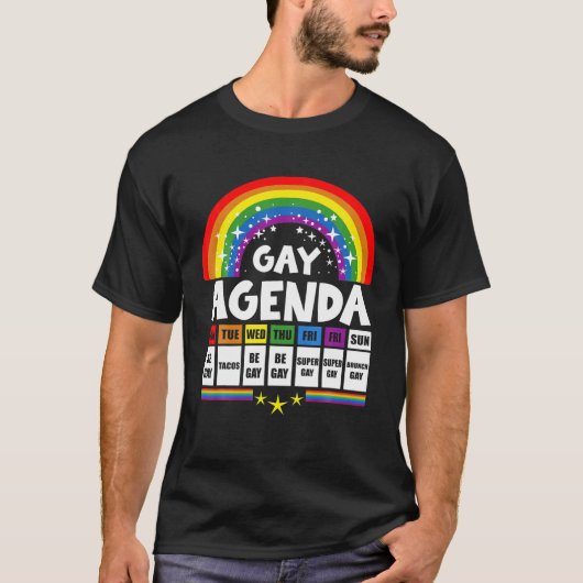 Gay Agenda Funny Queer Pride Gift Lesbian Bi T-shirt (Voorkant)