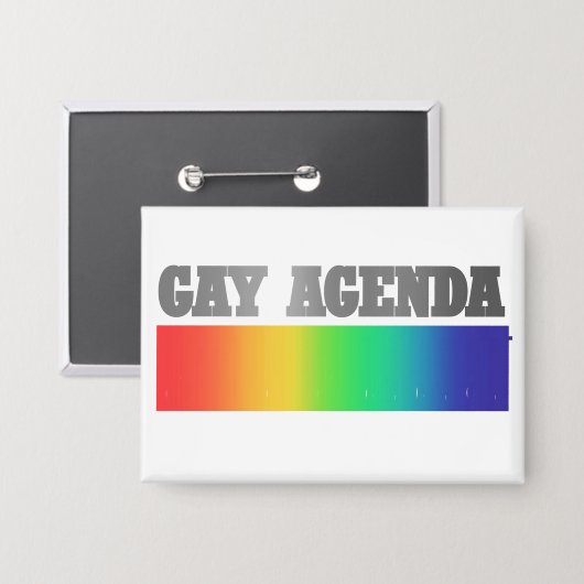 Gay Agenda | Rainbow Ombre Funny Gay Pride Button (Voorkant / Achterkant)