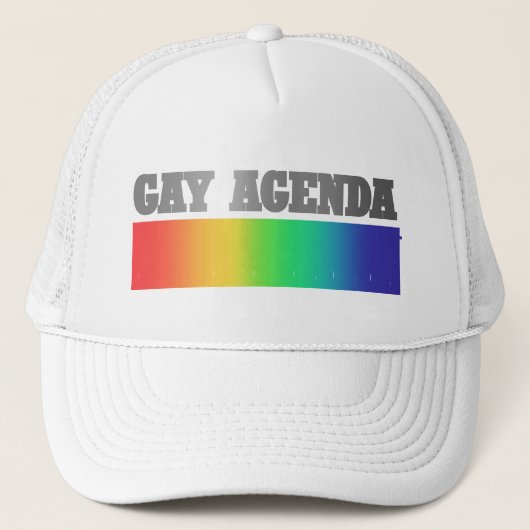 Gay Agenda | Rainbow Ombre Funny Gay Pride Trucker Pet (Voorkant)