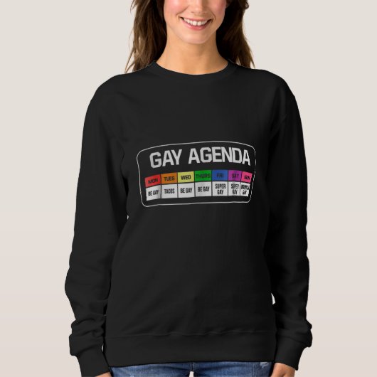 Gay Agenda  Rainbow Week LGBT Tacos Brunch Tee Trui (Voorkant)