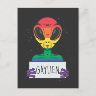 Gay Alien Boyvriend Rainbow Bisexual Pride Briefkaart
