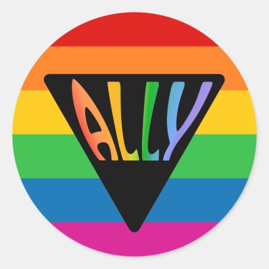 Gay Ally Driangle Ronde Sticker (Voorkant)
