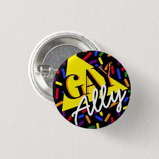 Gay Ally Rainbow Sprinkles 90s Memphis Style Ronde Button 3,2 Cm (Voorkant /achterkant)